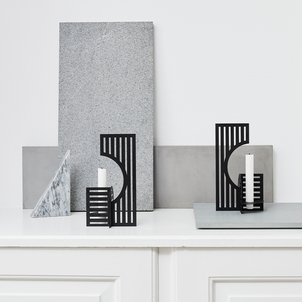 moderne lysestage dansk design sort Dash candlestick fra Kristina Dam studio